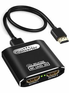 HDMI 分配器 1入力2出力 HDMI スプリッター 2画面同時出力 オーディオ同期 4Kx2K/1080P対応 3D視覚効果 アルミ合金製本体 熱放散が速い