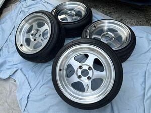 [中古美品]15インチ 8J+25 PCD100 Avid1 AV25 165/50R15 引っ張り タイヤバリ山! USDM スタンスに! シビック ロードスター プロボックス