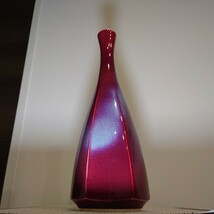 副島四郎 作　辰砂 面取 花瓶　花生　高さ約35cm　共箱　師:中島均_画像4