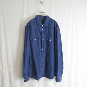 A.P.C. イタリア生地 コットン レギュラーカラー シャツ トップス 青 Sサイズ メンズ ブルー アーペーセー 長袖 コットン フランス 綿