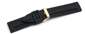 腕時計 ラバー ベルト 24mm 黒 ブラック シリコン ピンバックル ピンクゴールド yn-bk-p 腕時計 ベルト バンド 交換