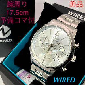 美品☆電池新品☆送料込☆セイコー SEIKO ワイアード WIRED クロノグラフ メンズ腕時計 シルバー/ホワイト ペアスタイル VD53-KZB0 AGAT414