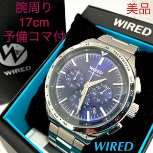 美品☆電池新品☆送料込☆セイコー SEIKO ワイアード WIRED クロノグラフ メンズ腕時計 ブルー ネイビー VK63-K006 AGAW403