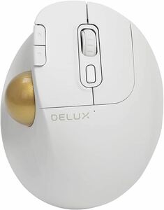 DELUX MT1DB ホワイト 人間工学に基づいたトラックボール ワイヤレスマウス Bluetooth 2.4GHZ ワイヤレスモード 高精度 5段階DPI調整 A39