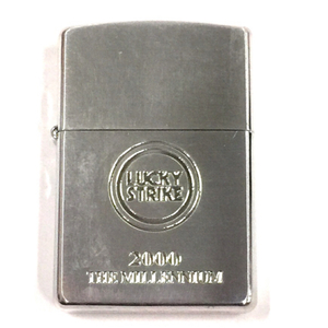 1円 ジッポー オイルライター ラッキーストライク 2000 THE MILLENIUM シルバー金具 約5.5×3.8cm ケース付 ZIPPO