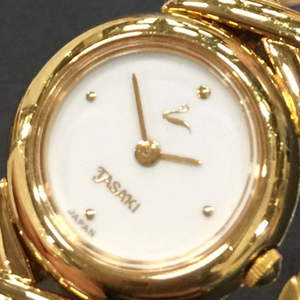 1円 田崎真珠 ANA 腕時計 ラウンド 白文字盤 ゴールドカラー 2針 クォーツ レディース 2連パールベルト ケース付き
