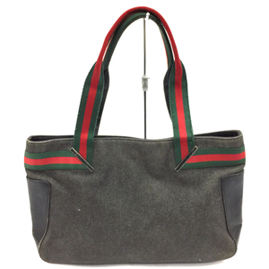 グッチ シェリー デニム × レザー ハンドバッグ トートバッグ レディース イタリー製 かばん GUCCI QR114-153