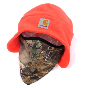 カーハート フリースキャップ フェイスマスク付き ロゴ ファッション小物 オレンジ Carhartt