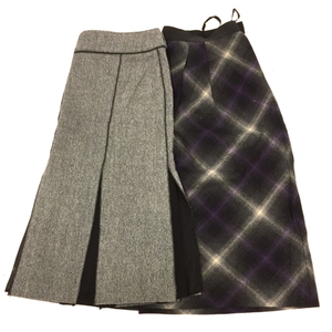 自由区 サイズ 38 スカート チェック柄 黒×紫×ベージュ系 他 グレー×ブラック系 含 レディース ボトムス 計2点 セット