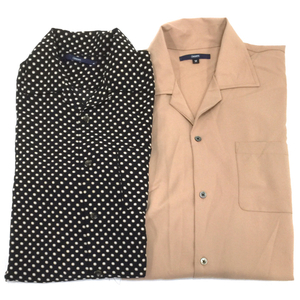 チャオパニック サイズＭ 半袖 ドット ブラック /袖切り替え ブラウン系 メンズ ボタンシャツ 計2点 セット
