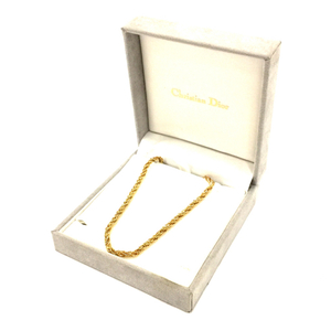 クリスチャンディオール ツイストデザイン チェーン ネックレス レディース ゴールドカラー 箱付き Christian Dior