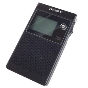 1円 美品 SONY SRF-R356 FMステレオ/AM放送対応 名刺サイズ ブラック 携帯ラジオ