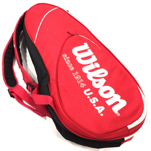 ウィルソン ラケットケース テニス用バッグ ラケット収納バッグ リュック 鞄 レッド×ホワイト×ブラック系 Wilson