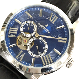 オロビアンコ 自動巻き オートマチック 腕時計 メンズ ブルー文字盤 裏スケルトン OR-0035N ジャンク品 QS122-11