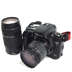 Canon EOS5 EF 28-80mm 1:3.5-5.6 IV 75-300mm 1:4-5.6 II 一眼レフ オートフォーカス フィルムカメラ QG122-47