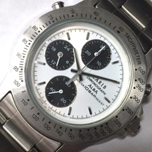 セイコー アルバ 腕時計 カリブ CARIB Y189-7A10 クロノグラフ シルバーカラー QZ メンズ 純正ベルト QS122-28_画像1