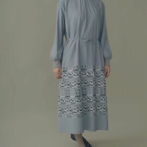 【新品】mina perhonen ミナペルホネン 2023-24aw fun ドレス ワンピース 38 blue gray