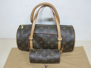 本物・美品・ルイヴィトン Louis Vuitton モノグラム パピヨン30　 ハンドバッグ ミ二ポーチ付き 51385　