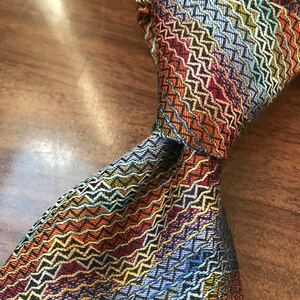 MISSONI ミッソーニ ネクタイ ブルー 虹色 レインボー