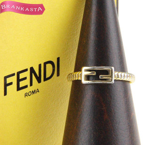 【定価3.4万】FENDI/フェンディ バゲットリング 指輪 FFロゴ リンクチェーン 13号相当 アクセサリー M ゴールド[NEW]★52KB22