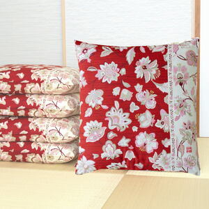 座布団カバー ５枚組 日本製 55×59cm 銘仙判 ボタニカル エンジ 日本の伝統美 オシャレ