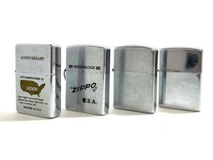 ■【ジャンク品】Zippo/ジッポー おまとめ4点 オイルライター シルバーカラー シンプル 喫煙具 タバコグッズ コレクション (43109IR1)
