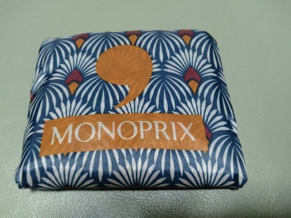 その6 送料無料 MONOPRIX エコバッグ モノプリ フランス パリ 折りたたみ式バッグ ネイビー柄 模様 新品 送料込み