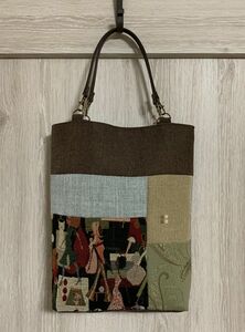 ハンドメイド　マチ付きトートバッグ　No.2 パッチワーク