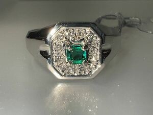 [ great special price ]PT emerald ring 0.13ct0.12ct KSM-011