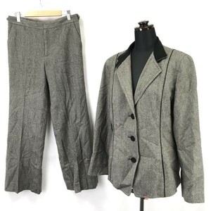 日本製☆ヒロココシノ/HIROKO KOSHINO☆アンゴラ混/セットアップ/パンツスーツ【上下11/レディースL/グレー/gray】Jackets/Set up◇cBH335