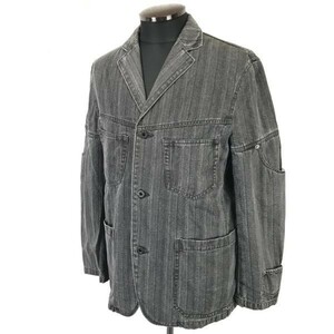 ペイトンプレイス/PPFM☆ブラックデニムジャケット【メンズM/dark gray】ブルゾン/アウター/テーラード/Jackets/coat◇mBH334