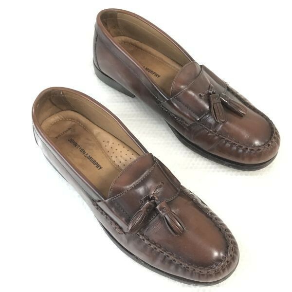 ジョンストン＆マーフィー/JOHNSTON＆MURPHY☆シープスキン/羊革/マッケイ製法/タッセルローファー【9.5M/27.0-27.5/茶/BROWN】◇bJ-63