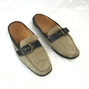  Italy made *COACH/ Coach * suede leather / sabot sandals [7.5/ men's 25.5 rom and rear (before and after) / tea /brown] slip-on shoes / Loafer /sandal/Shoes*cQ-559