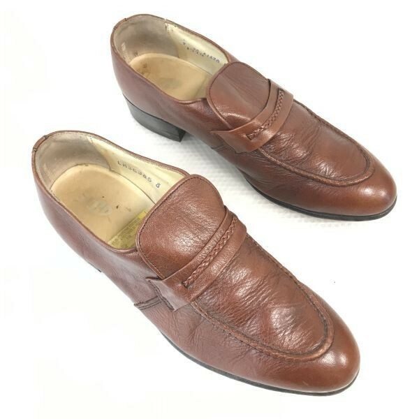 カナダ製/Vintage☆Sanitiged ISECD☆スチールトゥ/スリッポンシューズ【9/26.5-27.0/茶/BROWN】安全靴/セーフティー/dress shoes◇bJ-90