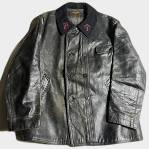 ウール襟! 40s 50s フレンチ ル コルビジェ ファイヤーマン ジャケット レザー french le corbusier fireman jacket leather wool フランス