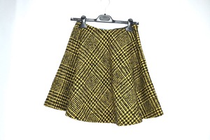  used PRADA Prada tsi-do check flair skirt wool yellow 38 size P145CC S132