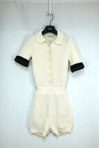 中古 21SS FENDI Knitted Short-sleeve Romper In White フェンディ ニット ジャンプスーツ ホワイト サイズ36_画像1