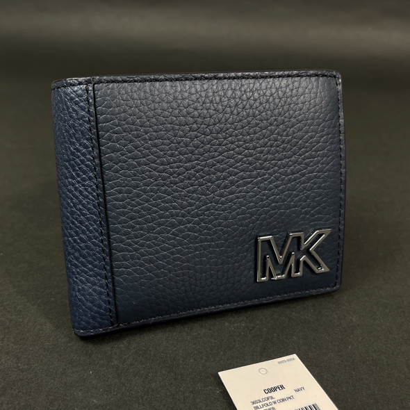 【マイケルコース 本物 新品 USA 正規品】MICHAEL KORS クーパー レザー ビフォルド ウォレット 財布 二つ折り財布 ネイビー メンズ 新作