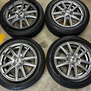 ブリヂストン VRX 155/65R14 軽自動車冬タイヤホイール付き4本セット中古スタッドレスタイヤ バリ溝 19年製　14×4.5+45 軽量ホイールSEIN