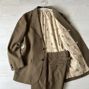 美品 THE RUGGED CLOTHING 裏地総柄 胡桃ボタン フラノウール ジャケット パンツ セットアップ L 日本製 メンズ 秋冬 スーツ ブレザー