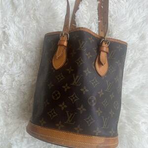 【美品】ルイヴィトン　プチ　バケットPM モノグラム　トートバッグ　ショルダー　バケツ ブラウン LOUIS VUITTON 