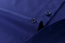 P285-3XL 新品DCKMANY■シルク混 長袖シャツ メンズ ノーアイロン 形態安定 ドレスシャツ ワイシャツ 無地 ビジネス シャツ/ネイビー_画像8