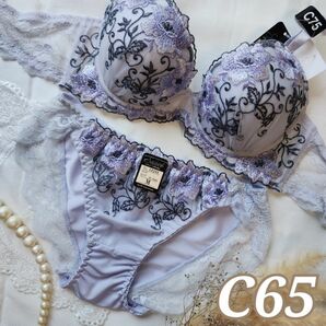 №184【C65】ロマンスフルーレットブラジャー&フルバックショーツ