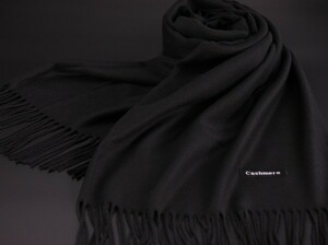 blakafee #AC-M128 極上 カシミア【ブラック/無地】大判 マフラー/ストール ＃High Quality Cashmere Collection＃