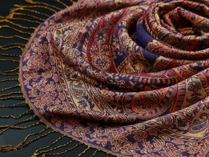 blakafee #BF-0302 極上 カシミア 大判 ストール【パープル系/Gorgeous Paisley】High Quality Pashmina Collection