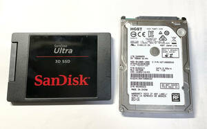 SanDisk Ultra 3D SSD 1TB SATA サンディスク+HGST 1TB 5400rpm HDD+2.5inchケース