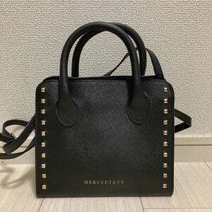 MERCURYDUO レディース 2way ショルダーバッグ ハンドバッグ ポシェット トートバッグ 黒 ブラック レザー ロゴ ワンポイント ブランド