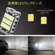 爆光 超高輝度SMD45連チップ 2個セット T10 T15 T16 W6W 1000lm LED ポジション キャンセラー内臓 ホワイト 検索　バイク用　ナンバー灯_画像5