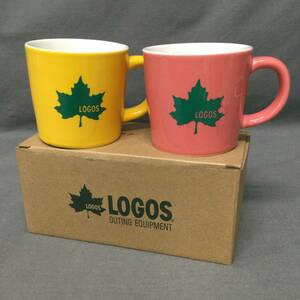 051116　249755　LOGOS　ロゴス　ペアマグカップ　食器　カップ　コップ　箱付き　ピンク　イエロー　