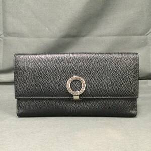 051124　249881　BVLGARI　ブルガリ　財布　長財布　レザー　レディース　メンズ　ブラック　内側水色